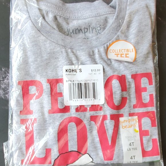 Toddler Boy Jumping Beans Peace Love Joy Snoopy T-Shirt Size 4T - Picture 2 of 3